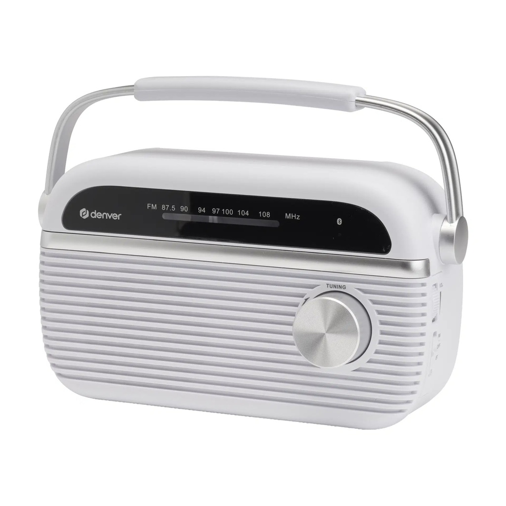 Denver AUDIO Radio Portable with FM & Bluetooth TRB-67W (Works with Mains or 2xD Batteries)