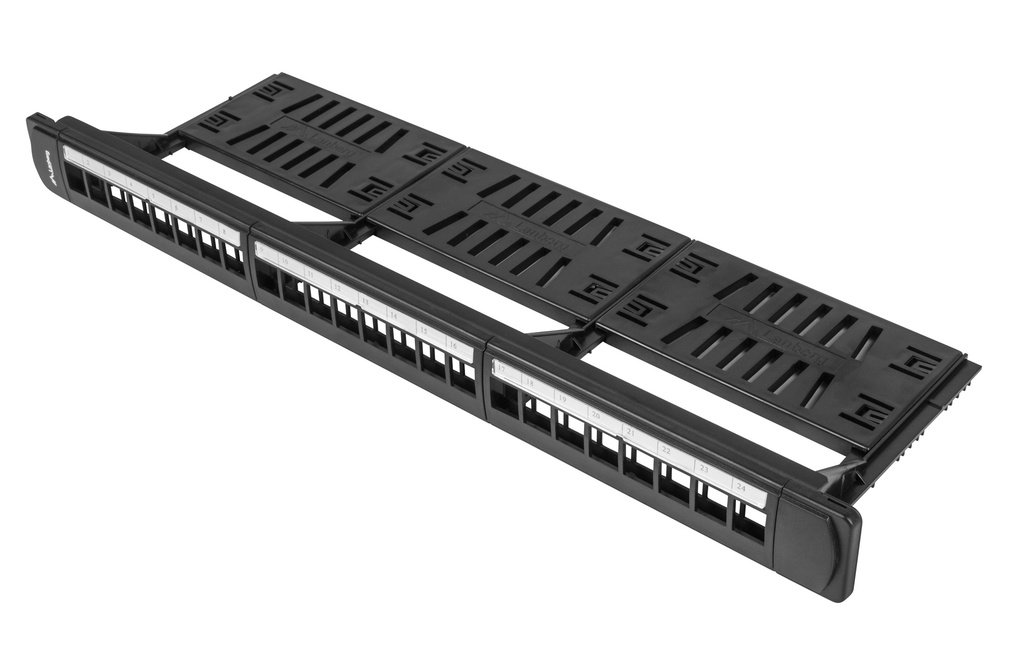 Lanberg Keystone Patch Panel Blank 24-Port 1U with Cable Organizer Black PPKS-1124-B