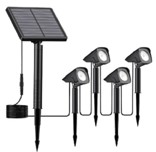 [30432] REXER Outdoor Kit 4x IP65 LED Solar Spotlights with Spike & Panel