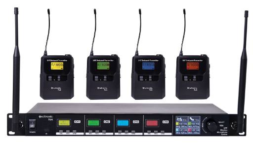 Citronic TU4-N Quad True Diversity Multi-UHF Wireless Microphone System (4 x Beltpacks) 171.044UK