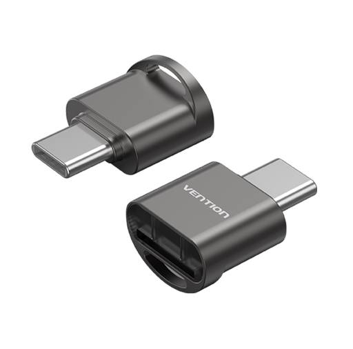 [27980] Vention CLMH0 Metal USB-C Card Reader for Micro SD Cards