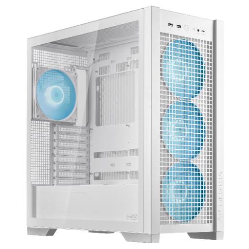 ASUS PC Case TUF Gaming eATX Mesh Front Panel Interchangeable Glass-Mesh Side Panels 4x Pre-Installed Fans USB-C GT302 ARGB White