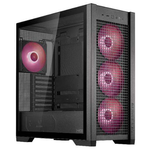 ASUS PC Case TUF Gaming eATX Mesh Front Panel Interchangeable Glass-Mesh Side Panels 4x Pre-Installed Fans USB-C GT302 ARGB Black