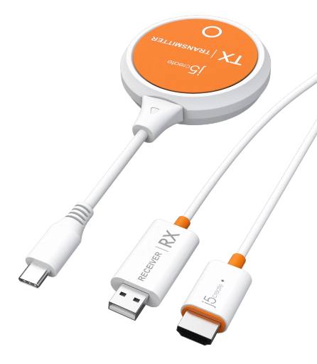 j5create Screencast Wireless Display Extender USB-C to HDMI Transmitter/Receiver 1080p JVAW62
