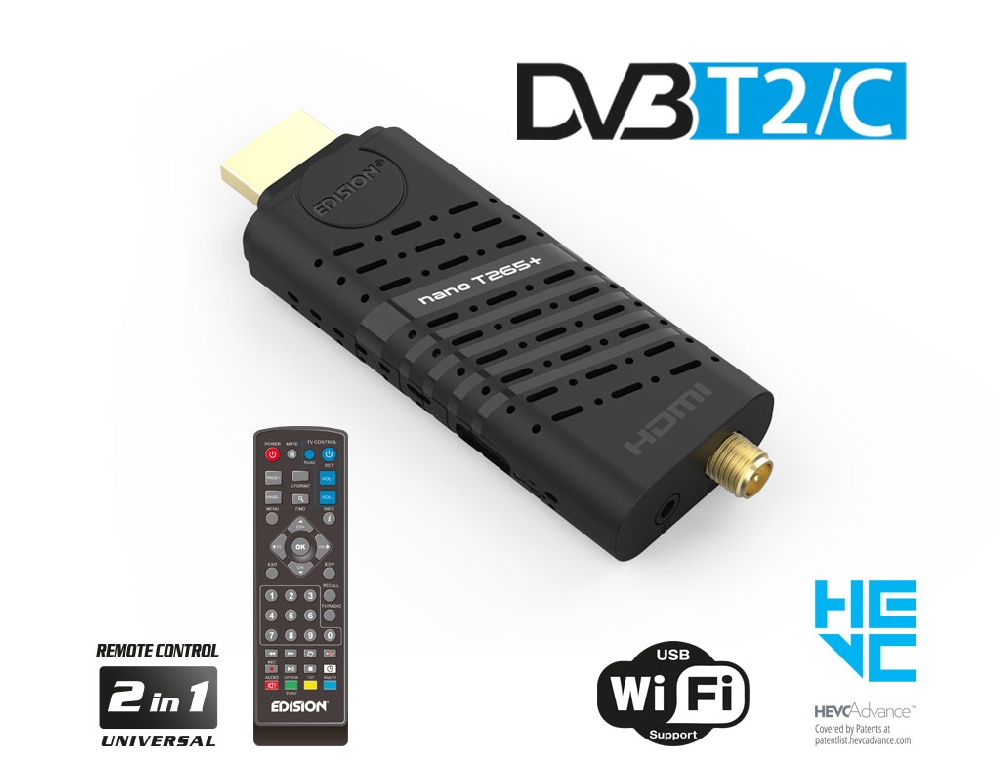 [30641] Edision Nano T265+  Full HD DVB-T2 Stick Receiver