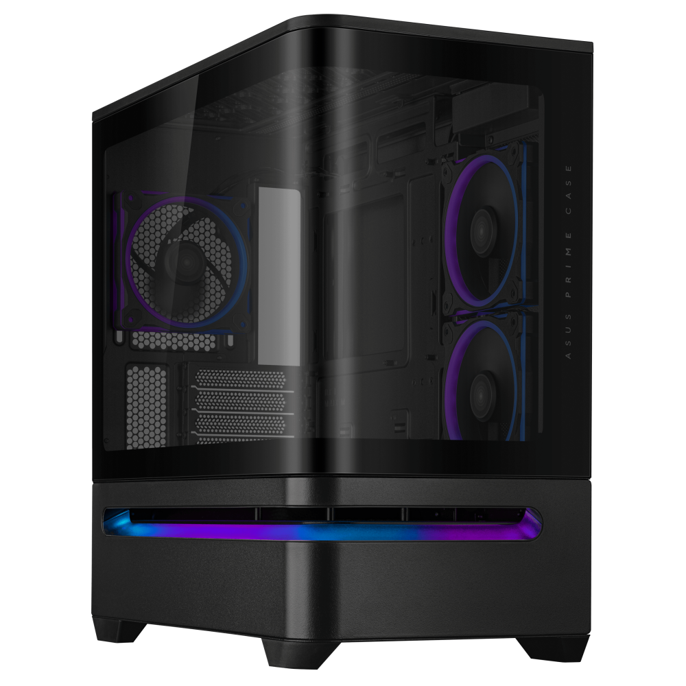 ASUS Prime AP202 ARGB Micro-ATX Case - Curved Tempered Glass, 3x ARGB Fans, Black