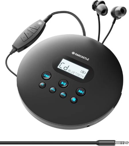 [27127] Majority Oakcastle CD100 Portable & USB-C Rechargeable CD Player with Bluetooth incl Free Earphones