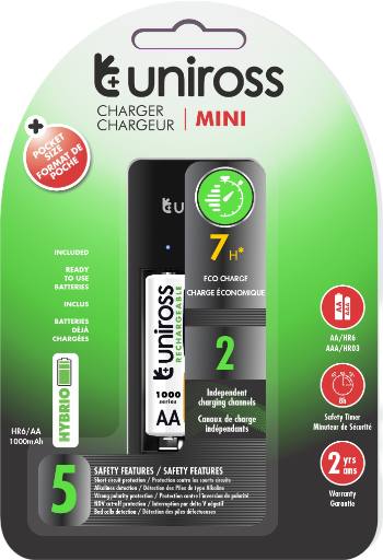 [30307] Uniross UCU001B USB Compact Mini Charger with 2x AAA 600 Batteries