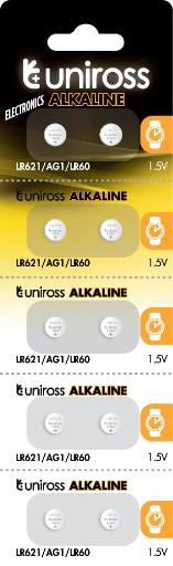 Uniross Alkaline-Coin LR621 AG1 LR60 Battery (10pack)