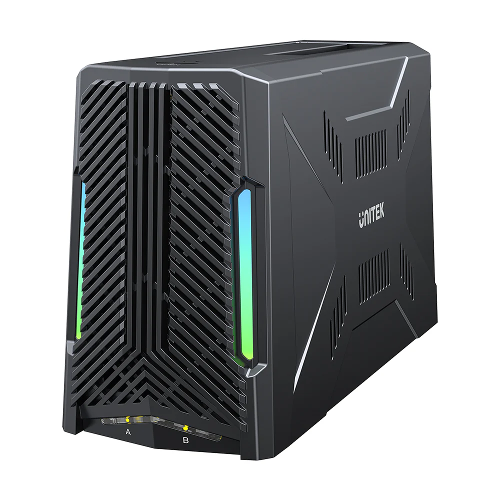 [26507] Unitek USB-C NVME/PCIe/SATA/HDD 10Gbps RGB Docking Station S1234B