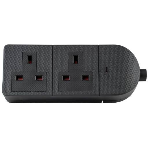 AV:Link POWER Extension Trailing Socket Heavy Duty 2-Gang 13A Black 429.620UK