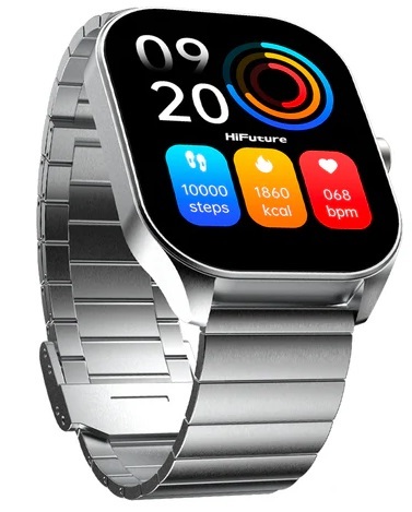 [26207] HiFuture APEX Silver Premium Metal Design & Executive Style, Ultra-Clear AMOLED Display, 7 Day Battery, IP68