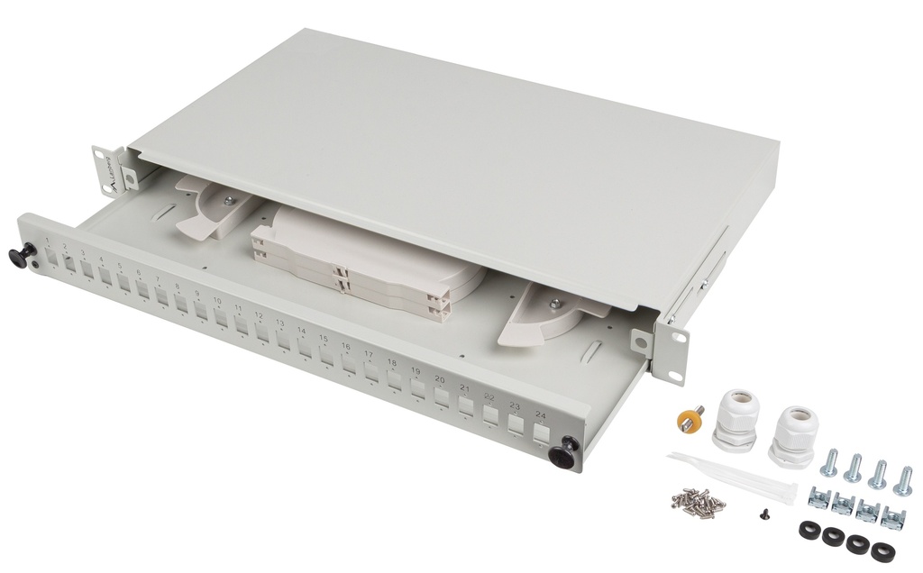 [26099] Lanberg Fiber Optic ODF for 24xSC Simplex or 24xLC Duplex Adapters R/M Metal Grey
