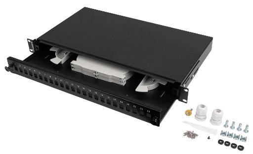 [26098] Lanberg Fiber Optic ODF for 24xSC Simplex or 24xLC Duplex Adapters R/M Metal Black