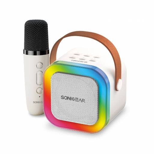 [26076] SonicGear IOX K200 Karaoke Portable Speaker BT & Wireless Mic White