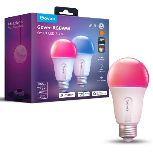 [30245] Govee Bulb Ceiling E27 Smart LED 800 Lumens RGBWW (Pack of 2) B6004C02
