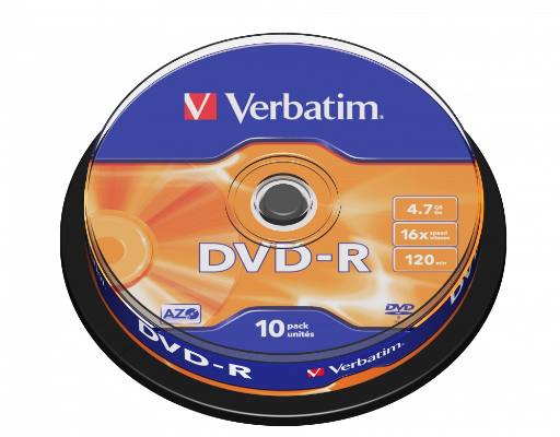 [25930] Verbatim DVD-R 4.7GB 16X 10-Pack Spindle Matt Silver 43523