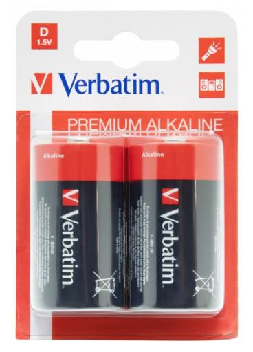 Verbatim Alkaline D 2pcs Batteries