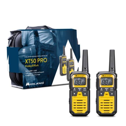 [24609] Midland XT50 Pro Hobby & Work Walkie Talkies Radios (pair) incl 2 x Earphones & Carry Case