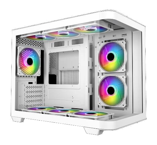 [30049] Armaggeddon Gaming Case ATX AQUARON X-Curve GiGa 10 E X10 With 10x ARGB Fans White