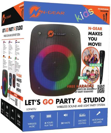 [24395] N-Gear LGP4 Kids Portable Karaoke Speaker with BT & USB including 1x Wired Microphone