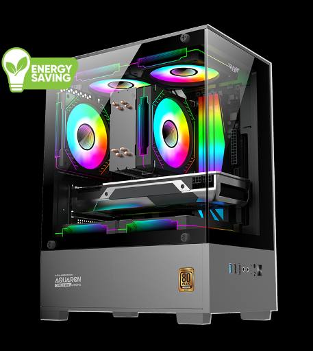 [30039] Armaggeddon Gaming Case M-ATX AQUARON NEMO Black (3x Chroma Fans & 250W 80+ PSU)