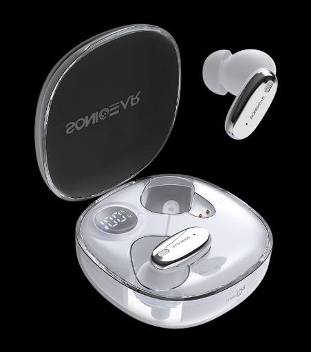 [30024] SonicGear Earphones Bluetooth ANC+Display EarPump Jewel Q3 White