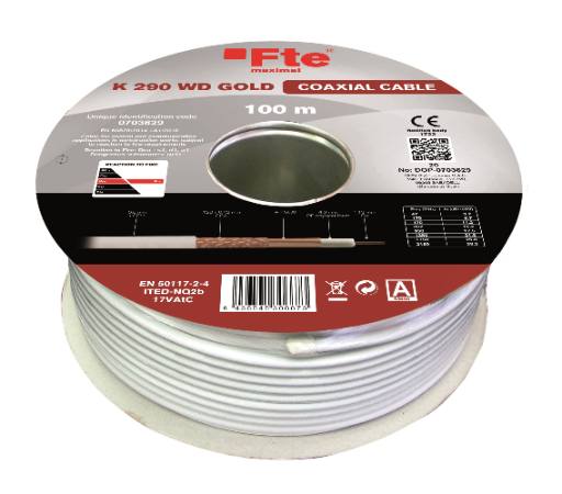 [23849] FTE K290WD Gold Coaxial Cable RG6 LSZH CU CPR-Dca (REPLACES K300W)