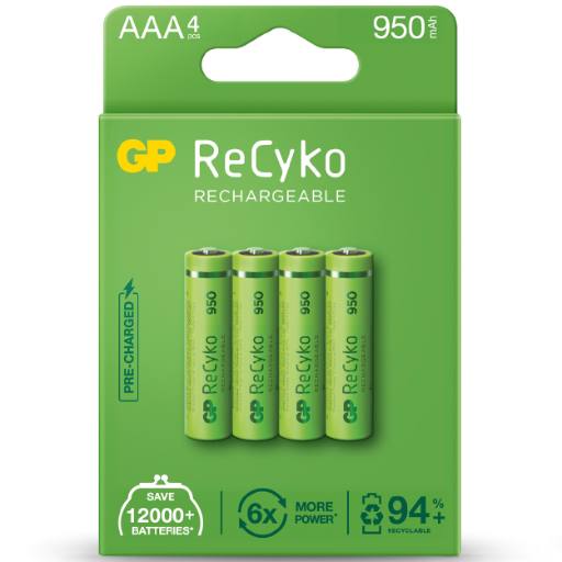[23802] GP ReCyko+ Recharg Batteries AAA 950mah 4pcs 656.161UK