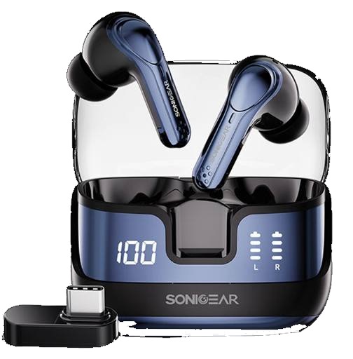 [30025] SonicGear Earphones Bluetooth & USB-C Dongle for PC EarPump XP2 Obsidian