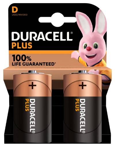 [23500] Duracell Alkaline D Plus Batteries 2pcs