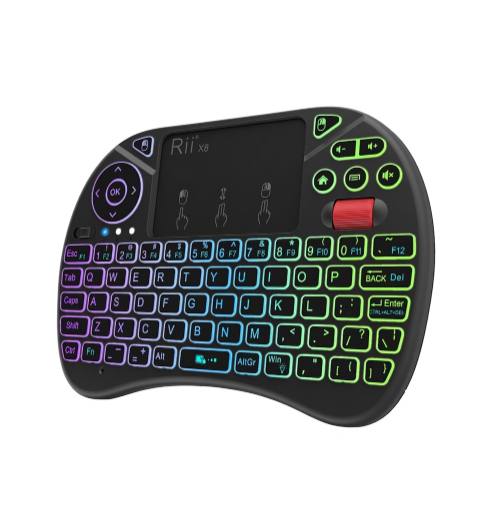 [29998] Rii Mini Keyboard Wireless 2.4GHz with Touchpad, Scrollwheel & Media Keys RGB X8