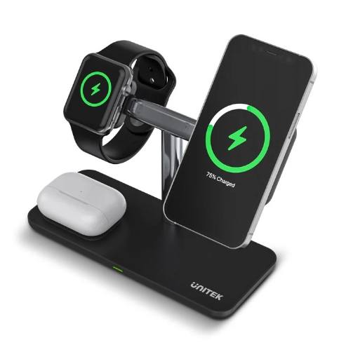 [23055] Unitek MagMighty TRI 3in1 Magnetic Wireless Charger Dividable Stand for iPhone-Watch-Airpods P1212A