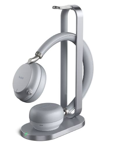 Yealink Headset Wireless Bluetooth NC with Retractablle Mic, B/T Dongle & Charging Stand BH72 Dual Teams Silver