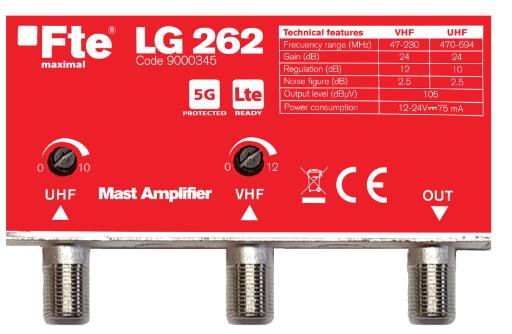 FTE LG262 LTE2 UHF/VHF Mast Amplifier 24dB