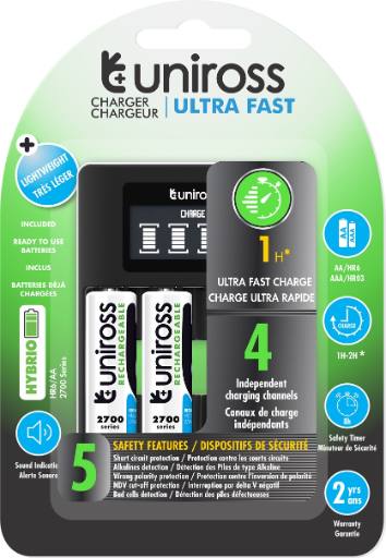 [21575] Uniross UCU005A Ultra Fast Charger 1hr for AA/AAA Incl 4xAA 2700 Batteries
