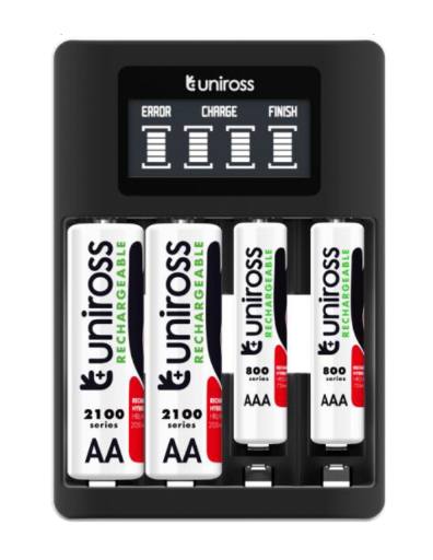 [20922] Uniross UCU002 Fast 2hr USB Charger for AA/AAA With LCD Screen
