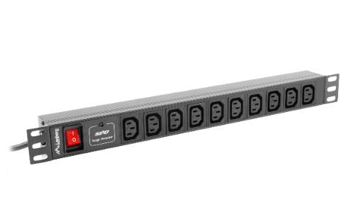 [19850] Lanberg PDU 1U 10-Way IEC 2M with IEC plug Surge