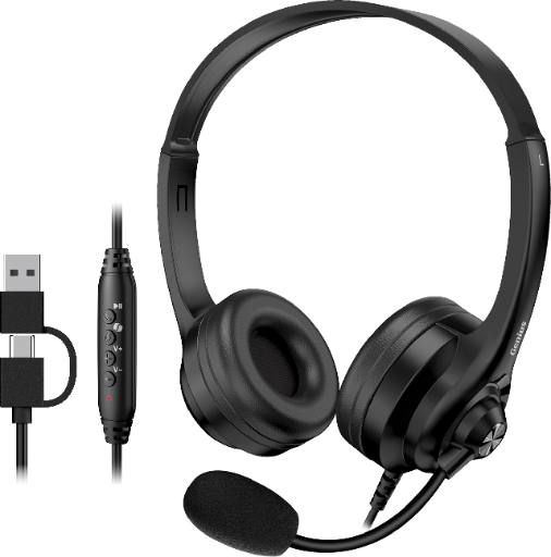 [29882] Genius PC Headset USB-A+C InLine Control & Ultra Soft Foam Cushions HS-235U AI (A+C)