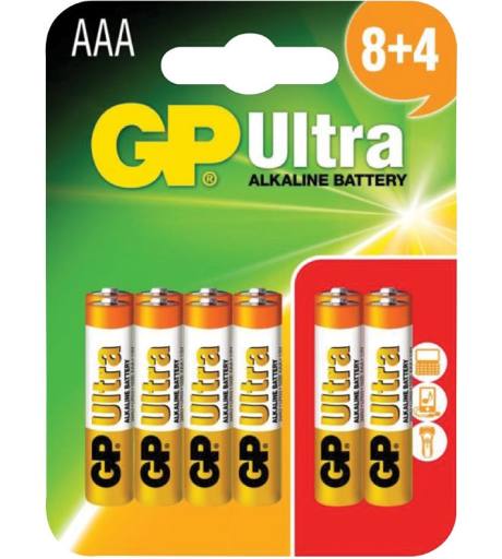 [16441] GP Ultra Alkaline Batteries AAA 8+4 656.016UK