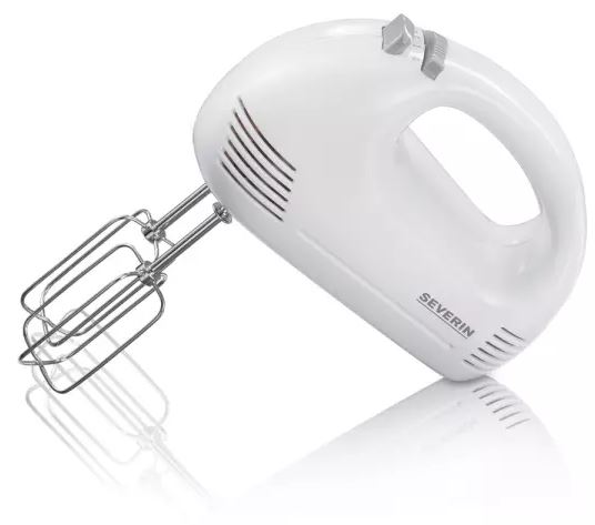 SEVERIN FOOD MIXER, 5 SPEEDS, 200W, 2 STAINLESS STEEL WHISKS & DOUGH HOOKS, RELEASE BUTTON, TURBO FUNCTION, WHITE