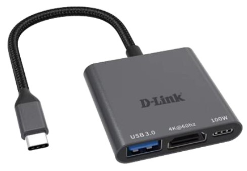 D-Link Adapter 3-IN-1 USB-C Dongle, HDMI 4K@60HZ, USB-A 3.0