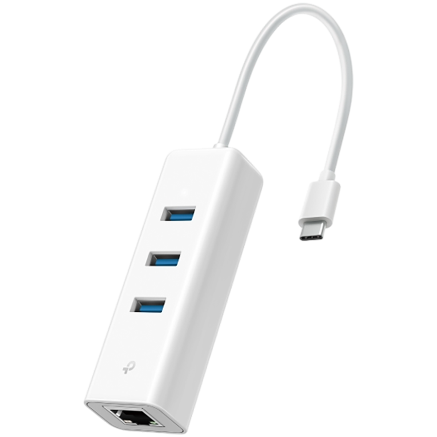 [UE330C] TP-Link USB-C To 3 Port Hub And RJ45 Ethernet Network Adapter, White
