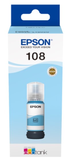 EPSON INK BOTTLE LIGHT CYAN 108, 1 x 70.0 ml, 2, 100 (10x15cm) photos, FOR L18050, L8050