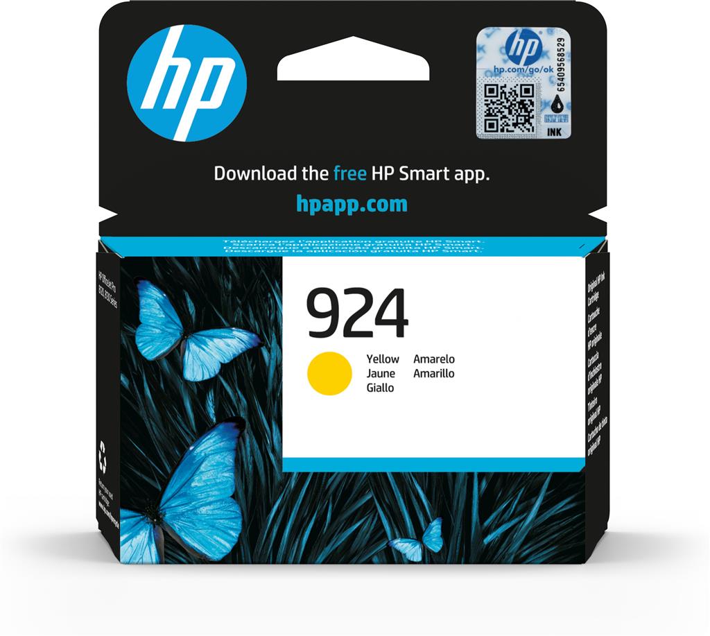 [4K0U5NE] HP INK CARTRIDGE YELLOW, HP 924, FOR OFFICEJET PRINTERS 8125e, 8122e, 8135e, 8124e, 8132e, 8134e - 400 PAGES