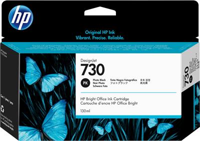 HP INK CARTRIDGE PHOTO BLACK, HP 730, 130ML, FOR DESIGNJETS T1600, T1700, T2600 SERIES