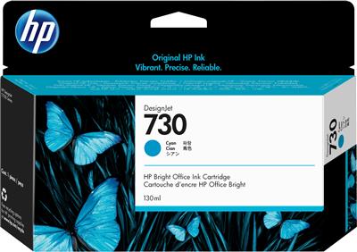 [P2V62A] HP INK CARTRIDGE CYAN, HP 730, 130ML, FOR DESIGNJETS T1600, T1700, T2600 SERIES