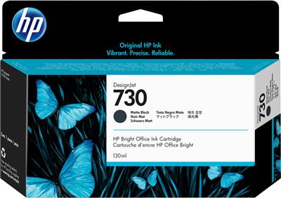 HP INK CARTRIDGE MATTE BLACK, HP 730, 130ML, FOR DESIGNJETS T1600, T1700, T2600 SERIES