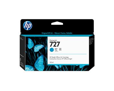 [B3P19A] HP INK CARTRIDGE CYAN, HP 727, 130ML, FOR DESIGNJETS T920, T930, T1500, T1530, T2500, T2530 SERIES