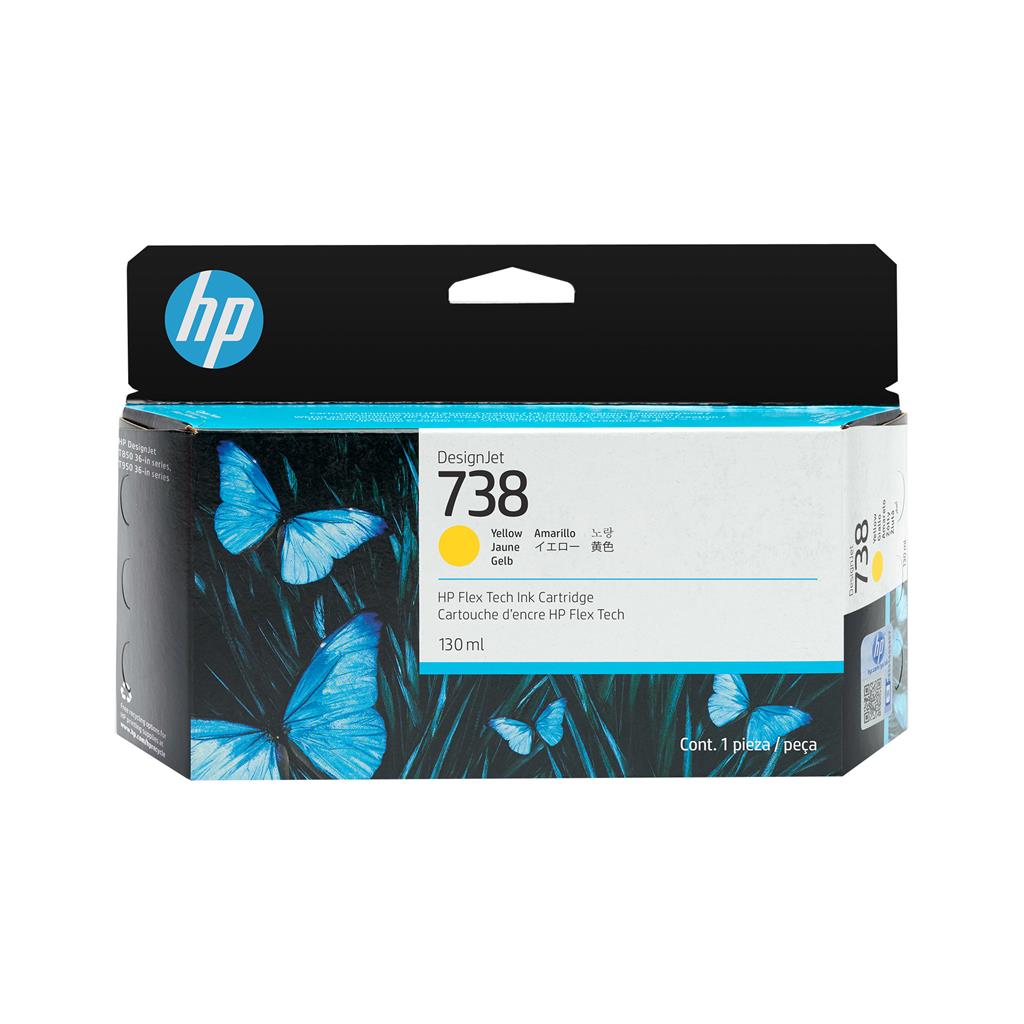 HP INK CARTRIDGE YELLOW, HP 738, 130ML, FOR DESIGNJETS T850 & T950 SERIES